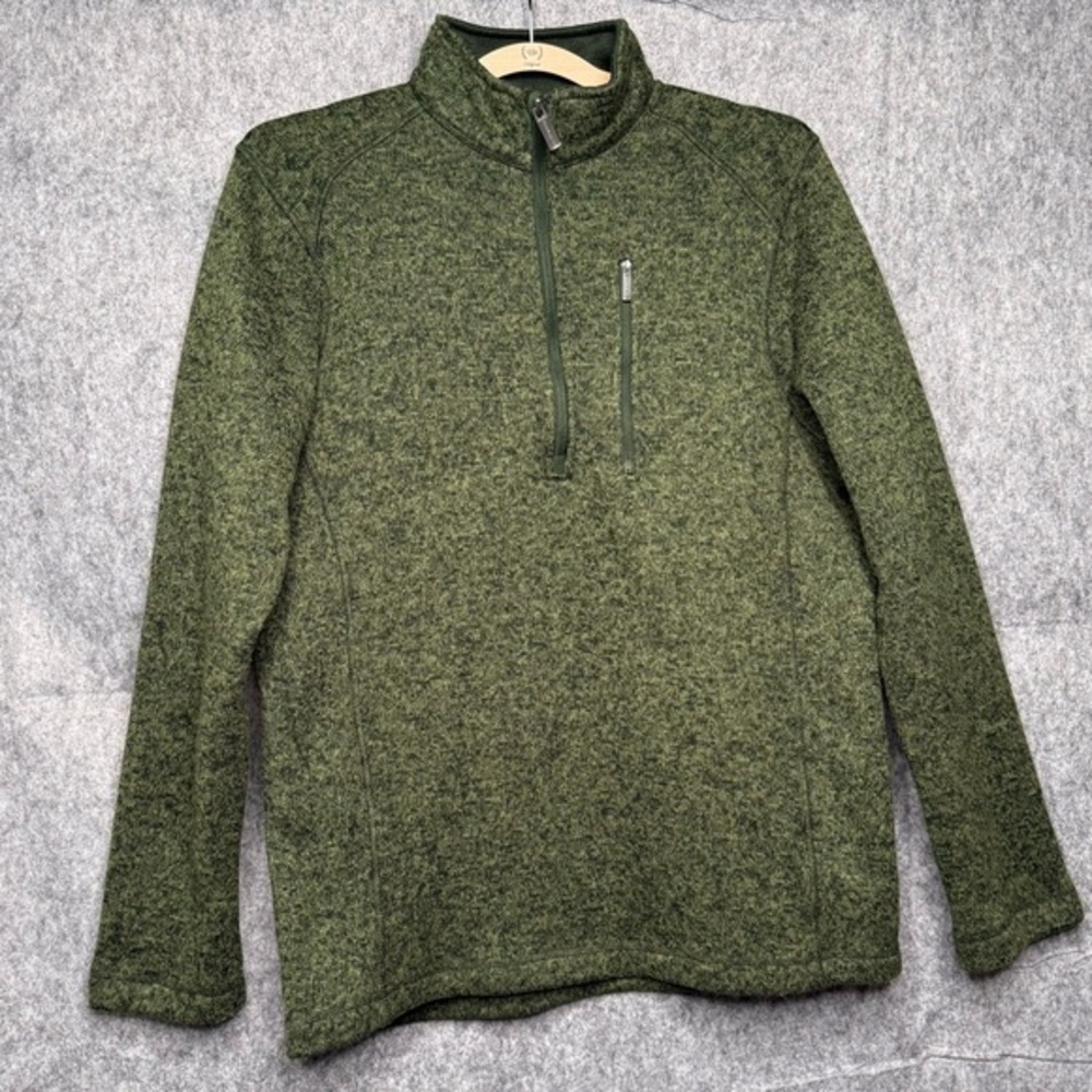 WOOLRICH Men's Quarter-Zip‎ Heather Green Pullover Sweater- Sz M